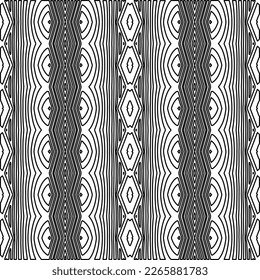  Monochrome ornamental texture with smooth linear shapes, zigzag lines, lace pattern.Abstract geometric black and white pattern for web page, textures, card, poster, fabric, textile.