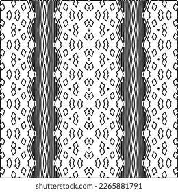  Monochrome ornamental texture with smooth linear shapes, zigzag lines, lace pattern.Abstract geometric black and white pattern for web page, textures, card, poster, fabric, textile.