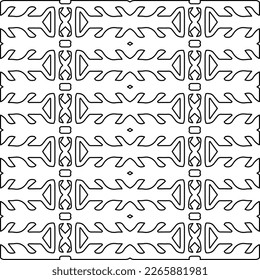  Monochrome ornamental texture with smooth linear shapes, zigzag lines, lace pattern.Abstract geometric black and white pattern for web page, textures, card, poster, fabric, textile.