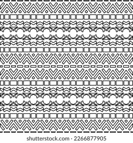  Monochrome Ziertextur mit glatten linearen Formen, Zickzacklinien, Spitzen-Muster.Abstraktes geometrisches Schwarz-Weiß Muster für Webseiten, Texturen, Karten, Poster, Gewebe, Textilien.