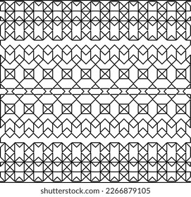  Monochrome ornamental texture with smooth linear shapes, zigzag lines, lace pattern.Abstract geometric black and white pattern for web page, textures, card, poster, fabric, textile.