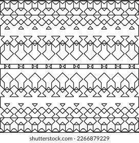  Monochrome ornamental texture with smooth linear shapes, zigzag lines, lace pattern.Abstract geometric black and white pattern for web page, textures, card, poster, fabric, textile.