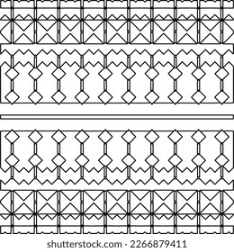  Monochrome ornamental texture with smooth linear shapes, zigzag lines, lace pattern.Abstract geometric black and white pattern for web page, textures, card, poster, fabric, textile.