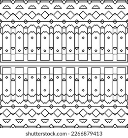  Monochrome ornamental texture with smooth linear shapes, zigzag lines, lace pattern.Abstract geometric black and white pattern for web page, textures, card, poster, fabric, textile.