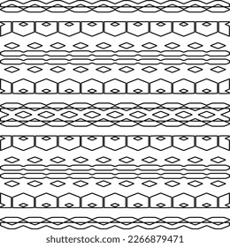  Textura ornamental monocroma con formas lineales lisas, líneas de zigzag, patrón de encaje.Resumen de patrón geométrico en blanco y negro para página web, texturas, tarjeta, afiche, tela, textil.