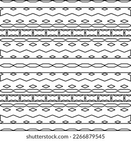  Monochrome ornamental texture with smooth linear shapes, zigzag lines, lace pattern.Abstract geometric black and white pattern for web page, textures, card, poster, fabric, textile.