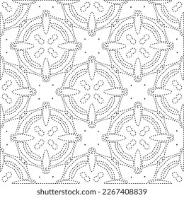  Monochrome ornamental texture with smooth linear shapes, zigzag lines, lace pattern.Abstract geometric black and white pattern for web page, textures, card, poster, fabric, textile.