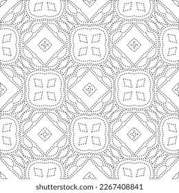  Monochrome ornamental texture with smooth linear shapes, zigzag lines, lace pattern.Abstract geometric black and white pattern for web page, textures, card, poster, fabric, textile.
