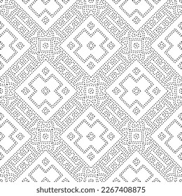  Monochrome ornamental texture with smooth linear shapes, zigzag lines, lace pattern.Abstract geometric black and white pattern for web page, textures, card, poster, fabric, textile.