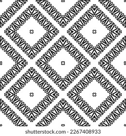  Monochrome ornamental texture with smooth linear shapes, zigzag lines, lace pattern.Abstract geometric black and white pattern for web page, textures, card, poster, fabric, textile.