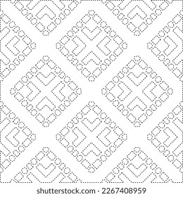  Monochrome ornamental texture with smooth linear shapes, zigzag lines, lace pattern.Abstract geometric black and white pattern for web page, textures, card, poster, fabric, textile.