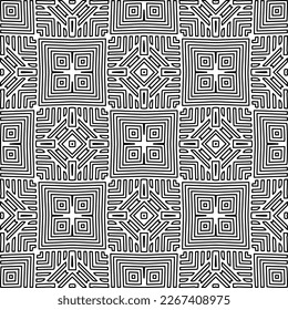  Monochrome ornamental texture with smooth linear shapes, zigzag lines, lace pattern.Abstract geometric black and white pattern for web page, textures, card, poster, fabric, textile.