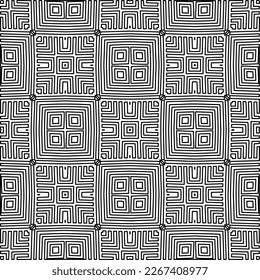  Monochrome ornamental texture with smooth linear shapes, zigzag lines, lace pattern.Abstract geometric black and white pattern for web page, textures, card, poster, fabric, textile.