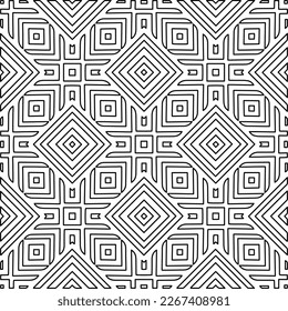  Textura ornamental monocroma con formas lineales lisas, líneas de zigzag, patrón de encaje.Resumen de patrón geométrico en blanco y negro para página web, texturas, tarjeta, afiche, tela, textil.