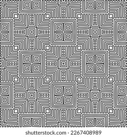  Monochrome ornamental texture with smooth linear shapes, zigzag lines, lace pattern.Abstract geometric black and white pattern for web page, textures, card, poster, fabric, textile.