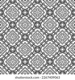  Monochrome ornamental texture with smooth linear shapes, zigzag lines, lace pattern.Abstract geometric black and white pattern for web page, textures, card, poster, fabric, textile.