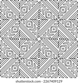  Monochrome ornamental texture with smooth linear shapes, zigzag lines, lace pattern.Abstract geometric black and white pattern for web page, textures, card, poster, fabric, textile.