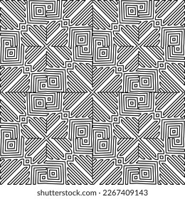  Monochrome ornamental texture with smooth linear shapes, zigzag lines, lace pattern.Abstract geometric black and white pattern for web page, textures, card, poster, fabric, textile.