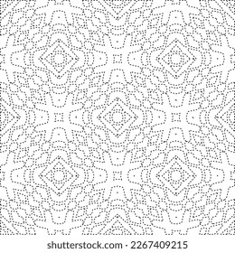 
 Monochrome ornamental texture with smooth linear shapes, zigzag lines, lace pattern.Abstract geometric black and white pattern for web page, textures, card, poster, fabric, textile.