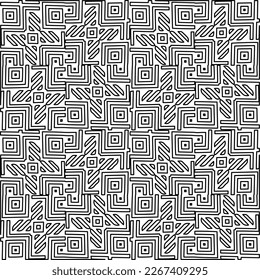  Monochrome ornamental texture with smooth linear shapes, zigzag lines, lace pattern.Abstract geometric black and white pattern for web page, textures, card, poster, fabric, textile.