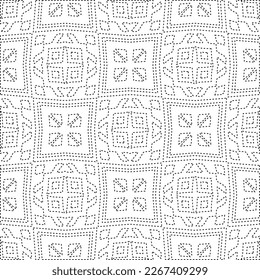 
 Monochrome ornamental texture with smooth linear shapes, zigzag lines, lace pattern.Abstract geometric black and white pattern for web page, textures, card, poster, fabric, textile.