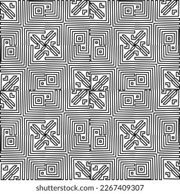  Monochrome ornamental texture with smooth linear shapes, zigzag lines, lace pattern.Abstract geometric black and white pattern for web page, textures, card, poster, fabric, textile.