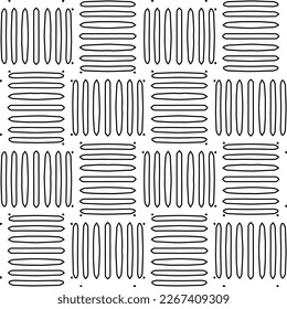  Monochrome ornamental texture with smooth linear shapes, zigzag lines, lace pattern.Abstract geometric black and white pattern for web page, textures, card, poster, fabric, textile.