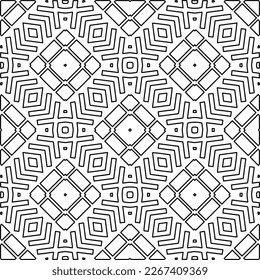  Monochrome ornamental texture with smooth linear shapes, zigzag lines, lace pattern.Abstract geometric black and white pattern for web page, textures, card, poster, fabric, textile.