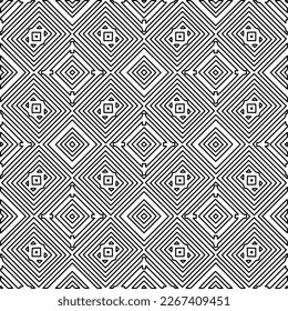  Textura ornamental monocroma con formas lineales lisas, líneas de zigzag, patrón de encaje.Resumen de patrón geométrico en blanco y negro para página web, texturas, tarjeta, afiche, tela, textil.