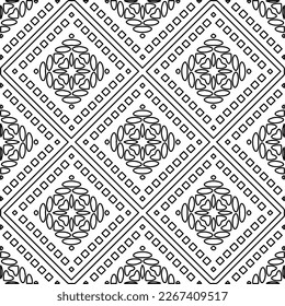  Textura ornamental monocroma con formas lineales lisas, líneas de zigzag, patrón de encaje.Resumen de patrón geométrico en blanco y negro para página web, texturas, tarjeta, afiche, tela, textil.