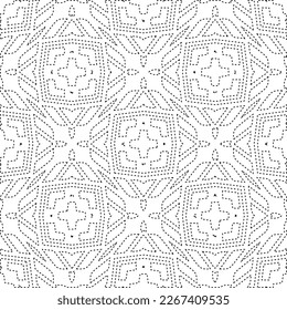 
 Textura ornamental monocroma con formas lineales lisas, líneas de zigzag, patrón de encaje.Resumen de patrón geométrico en blanco y negro para página web, texturas, tarjeta, afiche, tela, textil.