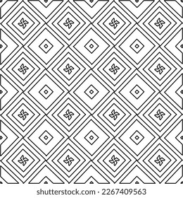  Monochrome ornamental texture with smooth linear shapes, zigzag lines, lace pattern.Abstract geometric black and white pattern for web page, textures, card, poster, fabric, textile.
