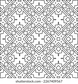  Monochrome ornamental texture with smooth linear shapes, zigzag lines, lace pattern.Abstract geometric black and white pattern for web page, textures, card, poster, fabric, textile.