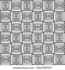  Monochrome ornamental texture with smooth linear shapes, zigzag lines, lace pattern.Abstract geometric black and white pattern for web page, textures, card, poster, fabric, textile.