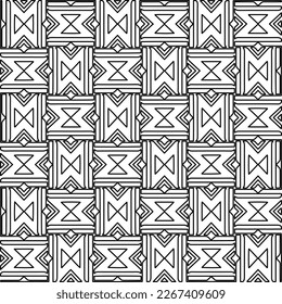  Monochrome ornamental texture with smooth linear shapes, zigzag lines, lace pattern.Abstract geometric black and white pattern for web page, textures, card, poster, fabric, textile.