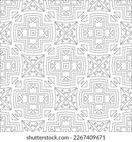 
 Monochrome ornamental texture with smooth linear shapes, zigzag lines, lace pattern.Abstract geometric black and white pattern for web page, textures, card, poster, fabric, textile.