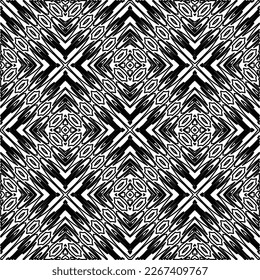  Textura ornamental monocroma con formas lineales lisas, líneas de zigzag, patrón de encaje.Resumen de patrón geométrico en blanco y negro para página web, texturas, tarjeta, afiche, tela, textil.