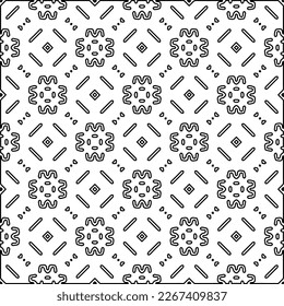  Monochrome ornamental texture with smooth linear shapes, zigzag lines, lace pattern.Abstract geometric black and white pattern for web page, textures, card, poster, fabric, textile.