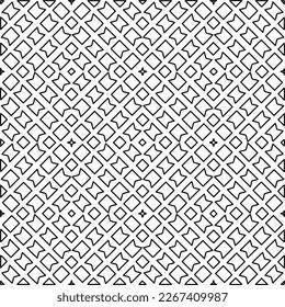  Monochrome ornamental texture with smooth linear shapes, zigzag lines, lace pattern.Abstract geometric black and white pattern for web page, textures, card, poster, fabric, textile.