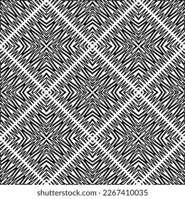  Monochrome ornamental texture with smooth linear shapes, zigzag lines, lace pattern.Abstract geometric black and white pattern for web page, textures, card, poster, fabric, textile.