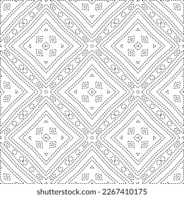 
 Textura ornamental monocroma con formas lineales lisas, líneas de zigzag, patrón de encaje.Resumen de patrón geométrico en blanco y negro para página web, texturas, tarjeta, afiche, tela, textil.