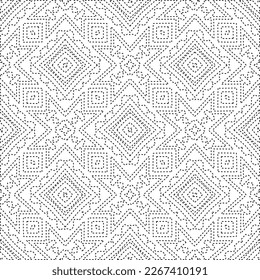 
 Monochrome ornamental texture with smooth linear shapes, zigzag lines, lace pattern.Abstract geometric black and white pattern for web page, textures, card, poster, fabric, textile.