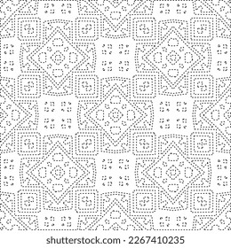 
 Monochrome ornamental texture with smooth linear shapes, zigzag lines, lace pattern.Abstract geometric black and white pattern for web page, textures, card, poster, fabric, textile.