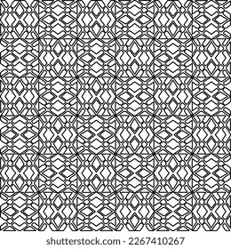  Monochrome ornamental texture with smooth linear shapes, zigzag lines, lace pattern.Abstract geometric black and white pattern for web page, textures, card, poster, fabric, textile.