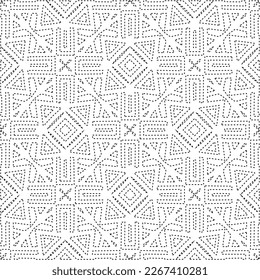 
 Monochrome ornamental texture with smooth linear shapes, zigzag lines, lace pattern.Abstract geometric black and white pattern for web page, textures, card, poster, fabric, textile.