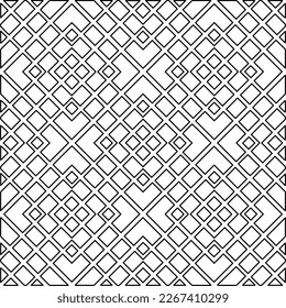  Monochrome ornamental texture with smooth linear shapes, zigzag lines, lace pattern.Abstract geometric black and white pattern for web page, textures, card, poster, fabric, textile.