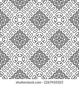  Monochrome ornamental texture with smooth linear shapes, zigzag lines, lace pattern.Abstract geometric black and white pattern for web page, textures, card, poster, fabric, textile.