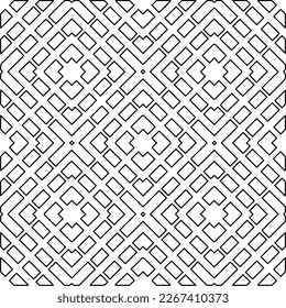  Monochrome ornamental texture with smooth linear shapes, zigzag lines, lace pattern.Abstract geometric black and white pattern for web page, textures, card, poster, fabric, textile.