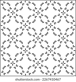  Monochrome ornamental texture with smooth linear shapes, zigzag lines, lace pattern.Abstract geometric black and white pattern for web page, textures, card, poster, fabric, textile.