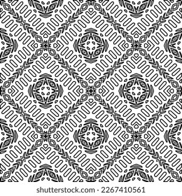  Textura ornamental monocroma con formas lineales lisas, líneas de zigzag, patrón de encaje.Resumen de patrón geométrico en blanco y negro para página web, texturas, tarjeta, afiche, tela, textil.